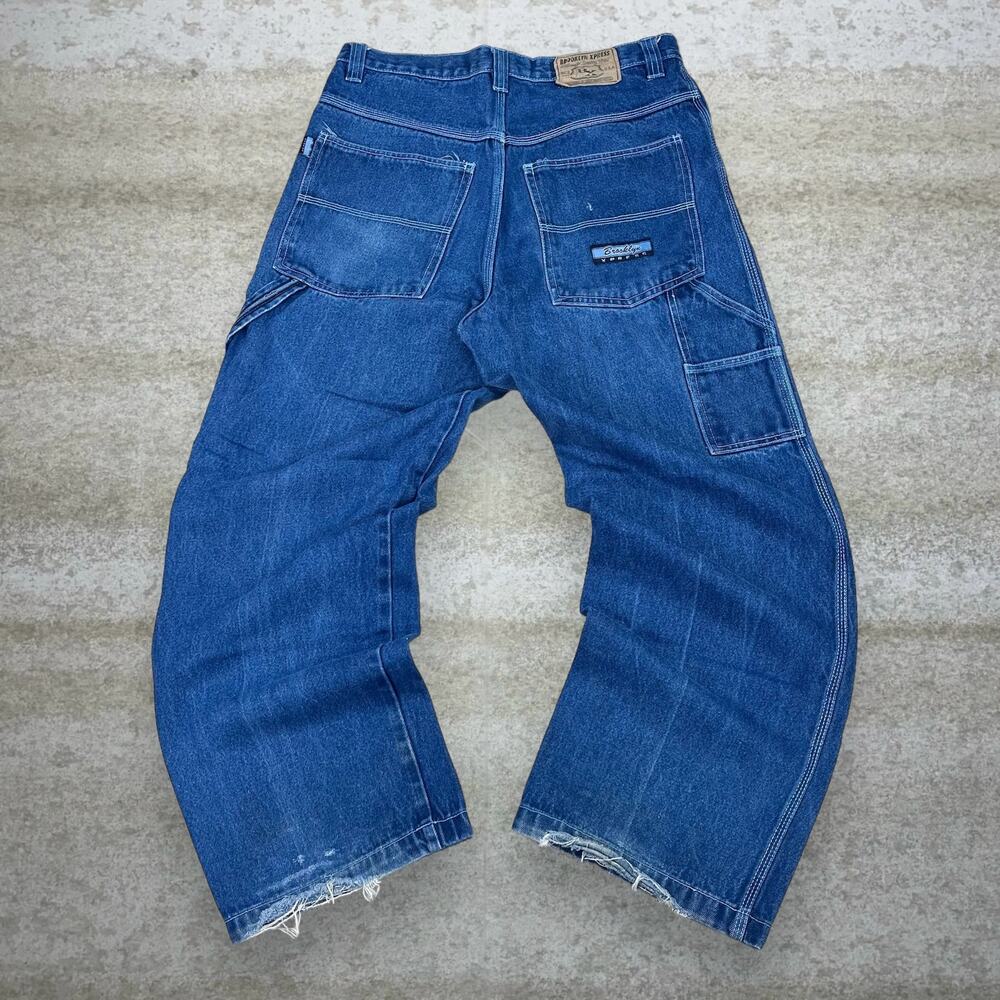 Vintage Y2K Brooklyn Xpress Wide Leg Carpenter Jeans 36x30 Baggy Fit Dark Wash